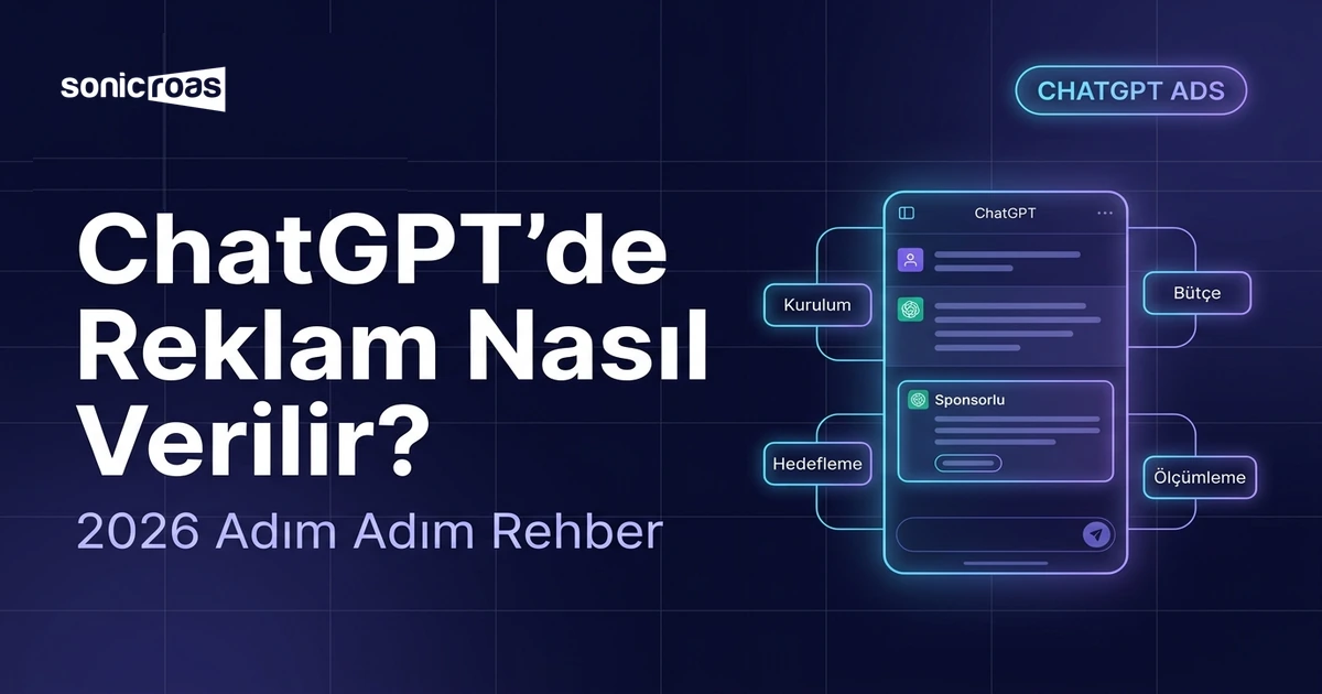 ChatGPT'de reklam nasıl verilir sorusunu ve 2026 kampanya kurulum adımlarını anlatan kapak görseli