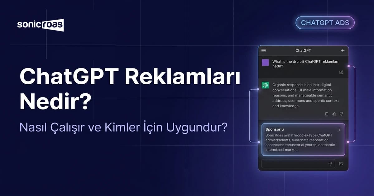 ChatGPT reklamlarının nasıl çalıştığını ve sponsorlu reklam yapısını anlatan kapak görseli