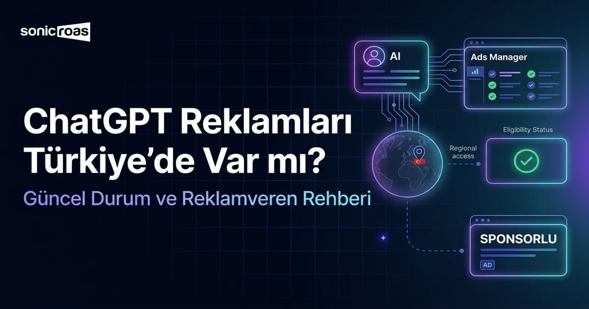 ChatGPT reklamlarının Türkiye'de kullanılabilirliğini anlatan SonicRoas blog kapak görseli